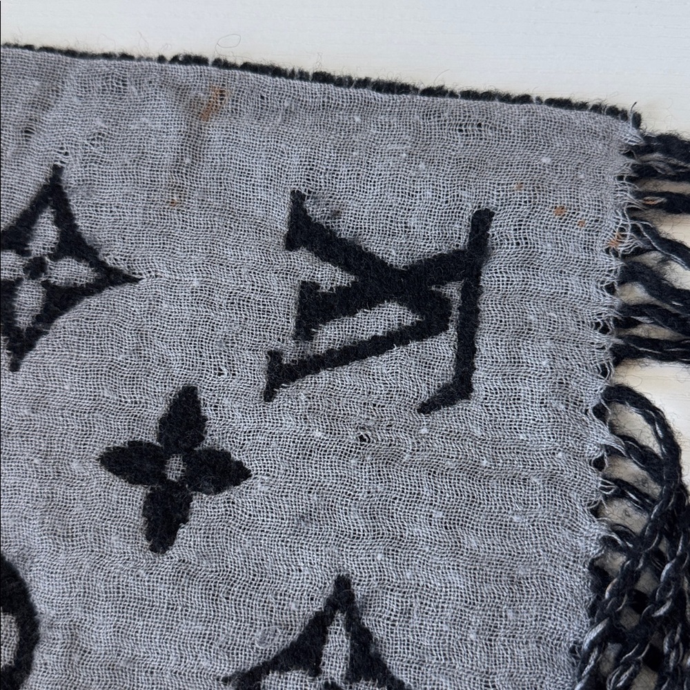 Louis Vuitton Black and Gray Polka Dot Scarf - Picture 6 of 6